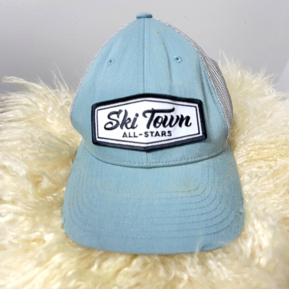 Ski Town All-Stars Blue & Gray Mesh Trucker Hat Adjustable Back